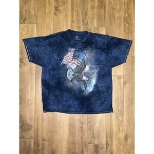 The Mountain Patriotic Eagle Bearing American Flag Tie-Dye USA T-Shirt XXL